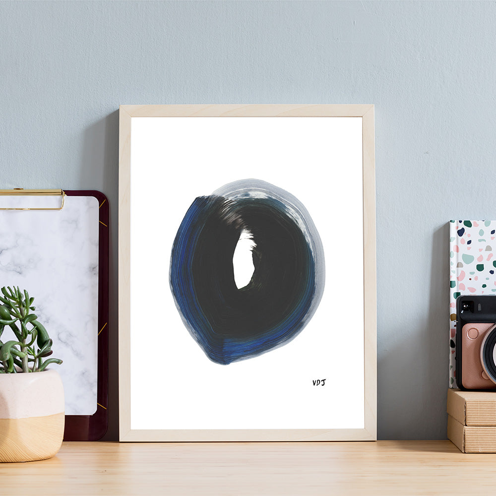O print in a frame with desktop items for scale