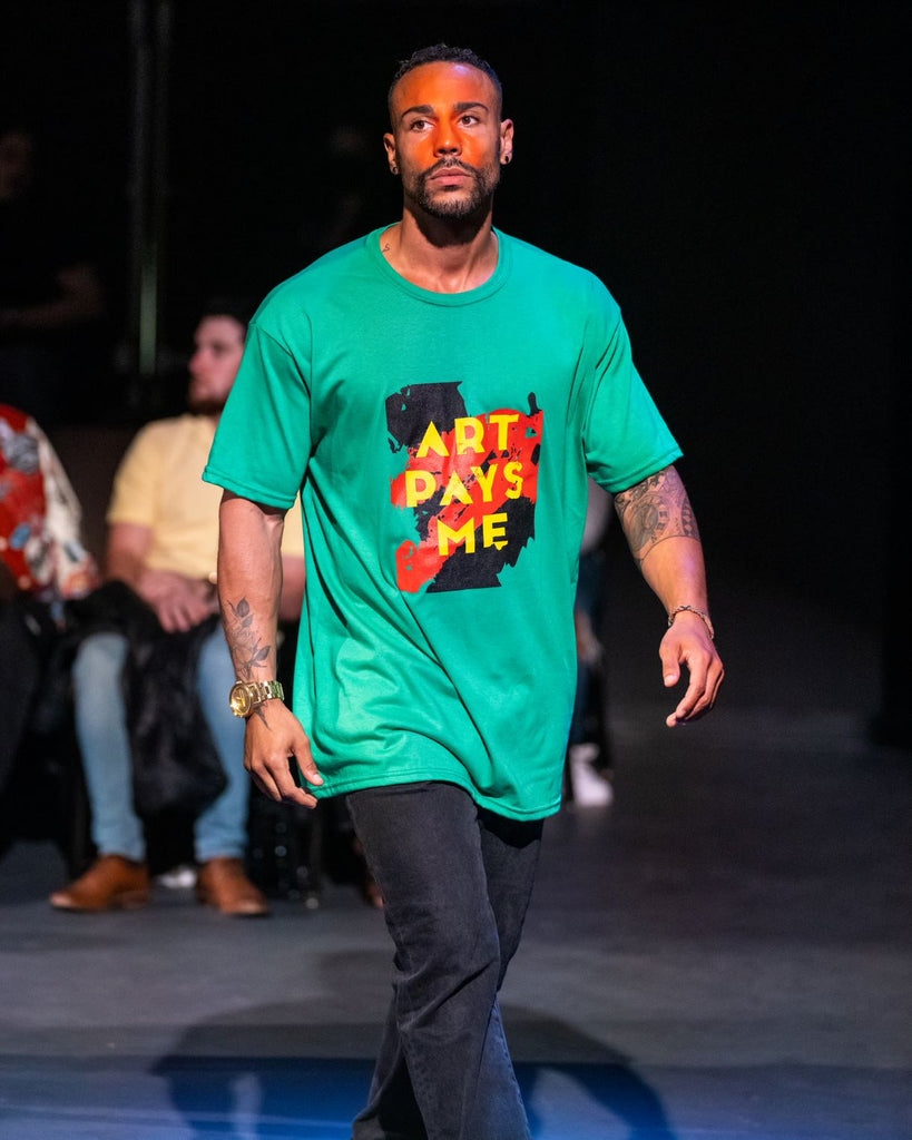 Pan-African Tee, Green worn on the runway by a model