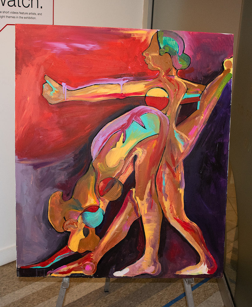 Kim Cain painting: Hot yoga sequence: standing to down dog