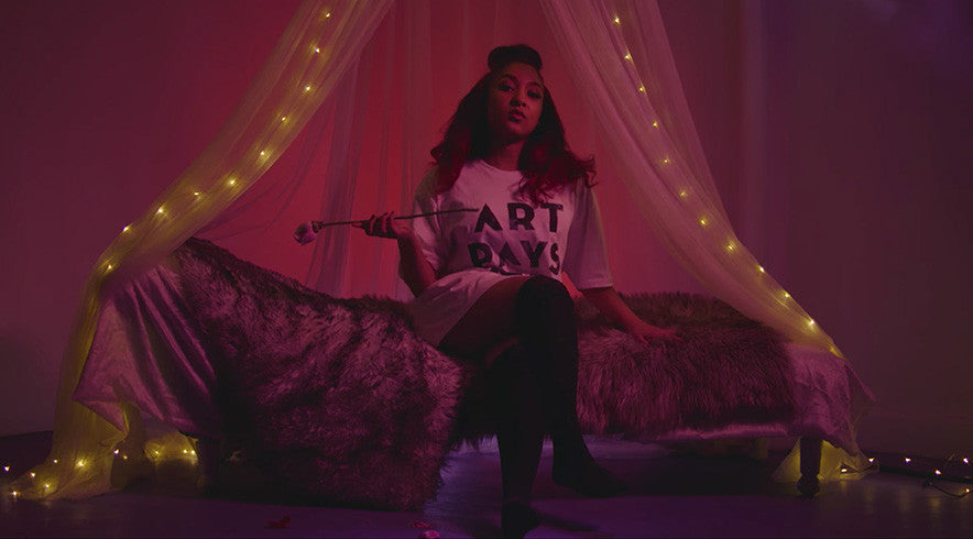 APM Geo Paint Tee and Woke Sweater Featured in a Music Video for Mikaylaa