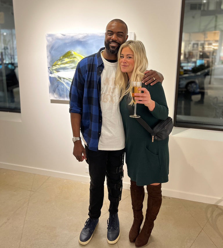 Duane poses with Kristina Sobstadt at her exhibition opening at Katzman Art Projects