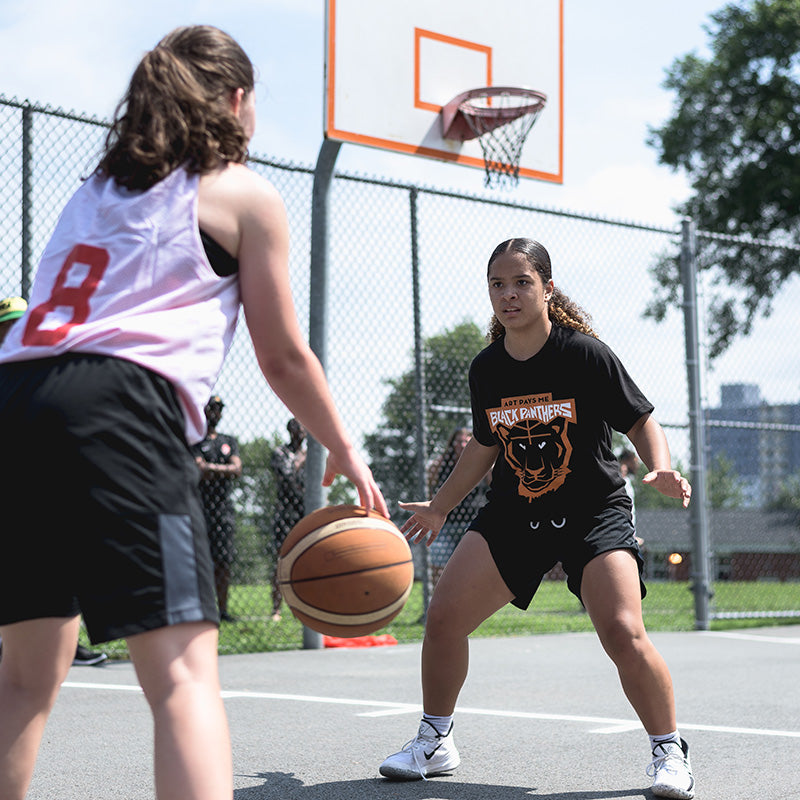 Nevaeh repping the APM Black Panthers in The Crown Basketball Tournament