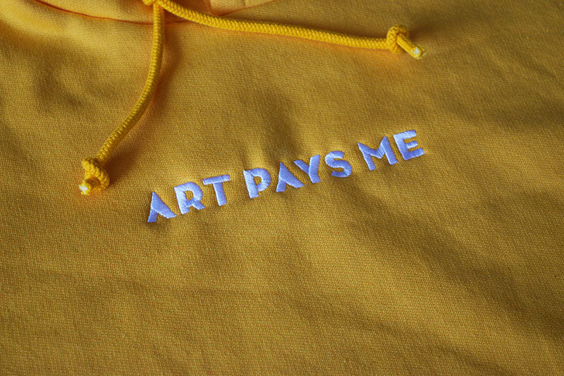 Embroidered logo hoodie yellow detail