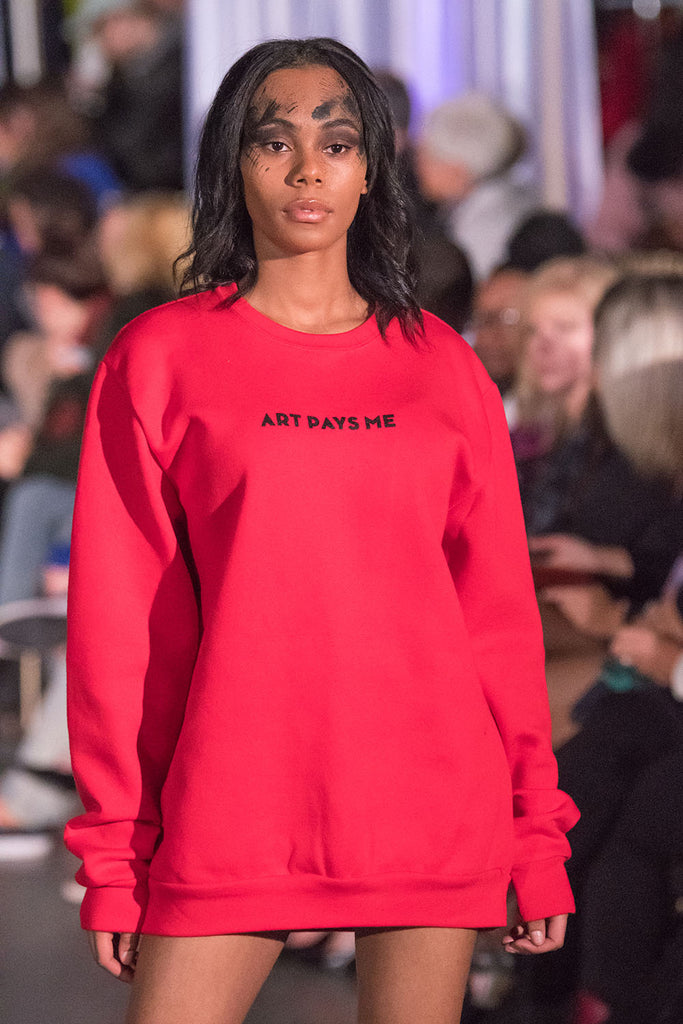 Logo Sweater Red worn by Lyris during Atlantic Fashion Week